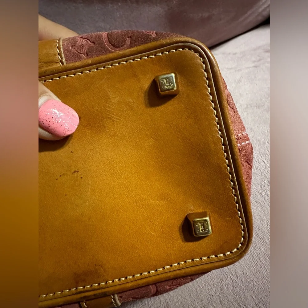 CELINE Tote Bag Pink Suede Leather Vintage Handbag - Picture 14 of 17